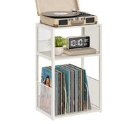 VASAGLE, support pour platine vinyle, table d'appoint, 3 niveaux, capacité jusqu'à 100 albums – Blanc vintage, version standard
