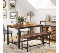 VASAGLE Table à manger de 4 personnes industriel, SANS TABOURET, 120 x 75 x 75 cm, Métallique Robuste, Rustique