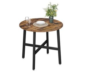 VASAGLE Table à manger, Table de cuisine ronde, 80 x 75 cm (ø x H), style industriel, Marron Rustique et Noir