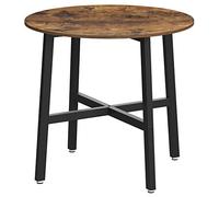 VASAGLE Table à Manger, Table de Cuisine Ronde, pour Salon, Bureau, 80 x 75 cm (Diamètre x H), Style Industriel, Marron Rustique et Noir d'Encre KDT080B01