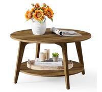 VASAGLE Table Basse à 2 Niveaux avec Rangement, pour Salon, 80 x 45 cm, Facile à Assembler, Panneaux de Particules, MDF (Panneau de Fibres à densité Moyenne), Marron Miel