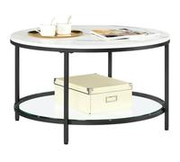 VASAGLE Table Basse, Façon Marbre, Support en Verre Trempé | Table de Salon, Table Canapé Apéro, Style Minimaliste, Facile à Assembler, Blanc et Noir, Collection BARIS LCT071B13
