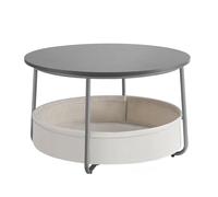 VASAGLE Table Basse Ronde avec Rangement, Table de Salon avec Panier en Tissu, Style Moderne, Cadre en Métal, Gris Ardoise et Blanc Crème LCT244G01