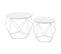 VASAGLE Table Basse Ronde, Lot de 2, Plateau Amovible, Cadre en Acier | Table d’Appoint, Bout de Canapé, pour Salon, Blanc Neige et Blanc Mat, Collection ISLAND LET040W46