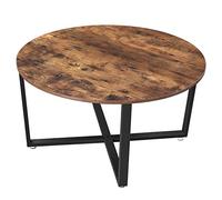 VASAGLE Table Basse Ronde, Table de Salon, Style Industriel, Cadre en Acier, Montage Facile, pour Salon, Chambre, Marron Rustique et Noir LCT88X