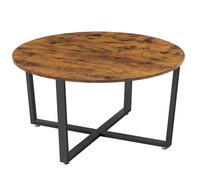 VASAGLE Table Basse Ronde, Table de Salon, Style Industriel, Cadre en Acier, Montage Facile, pour Salon, Chambre, Marron Rustique et Noir LCT88X
