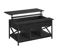 VASAGLE Table Basse, Table de Salon avec Plateau Relevable, avec Rangement Ouvert et Compartiment Caché, Barres en Forme de X, 60 x 100 x (48-62) cm, Gris Anthracite et Noir LCT205B22