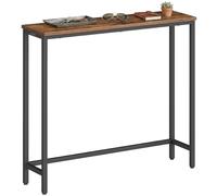 VASAGLE Table Console, Plateau Monobloc, 1 Niveau, 80 x 20 x 81,2 cm | Console, Montage Facile, pour Couloir, Chambre, Salon, Marron rustique et Noir mat, Collection BARNET LNT035KD01