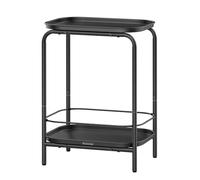 VASAGLE Table d’Appoint à 2 Niveaux, Petite Table Basse en Métal | Avec Plateau, Style Moderne, Salon, Chambre, Balcon, Noir d'encre, Collection ISLAND LET243B01