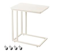 VASAGLE Table d’Appoint, Bout de Canapé, Table Mobile, avec Cadre en Acier et roulettes, Montage Facile, Style Moderne, pour Salon, Chambre, Balcon, Blanc Crème LNT050W77
