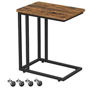 VASAGLE Table d Appoint, Lot de 2, Bout de Canapé, Table Mobile, avec Cadre en Acier et roulettes, Montage Facile, Style Industriel, pour Salon, Chambre, Balcon, Marron Rustique et Noir LCT644B01