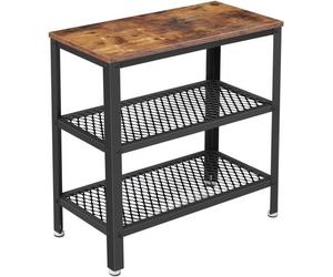 VASAGLE Table d'appoint, 60 x 30 x 60 cm, Style industriel, table console, 2 Étagères en maille, Marron rustique LET33BX