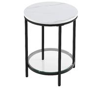 VASAGLE Table d'Appoint à 2 Niveaux, en Verre, 45 x 45 x 55 cm | Bout de Canapé, Petite Table Basse, Chevet, pour Salon, Blanc, Collection BARIS LET285B13