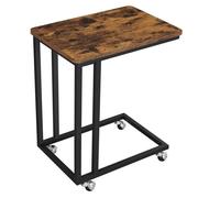 VASAGLE Table d Appoint, Lot de 2, Bout de Canapé, Table Mobile, avec Cadre en Acier et roulettes, Montage Facile, Style Industriel, pour Salon, Chambre, Balcon, Marron Rustique et Noir LCT644B01