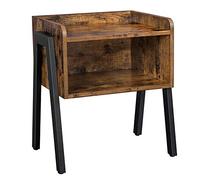 VASAGLE Table d'appoint avec Compartiment Avant Ouvert, Cadre métallique Robuste, Facile à Assembler, Marron Rustique et Noir LET54X, Bois d'ingénierie, 42 x 35 x 52 cm