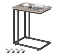 VASAGLE Table d’Appoint, Bout de Canapé, Table Mobile, avec Cadre en Acier et roulettes, Montage Facile, Style Industriel, pour Salon, Chambre, Balcon, Grège et Noir LNT050B02