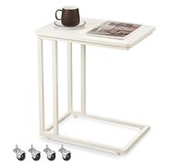 VASAGLE Table d'Appoint, Bout de Canapé, Table de Chevet en C | Plateau de Télévision, pour Salon, Chambre, Style moderne, Blanc Crème, Collection BARNET LNT050W77