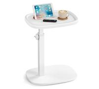 VASAGLE Table d'Appoint, en Forme de C, Bout de Canapé, pour Petit Espace, Réglable en Hauteur, pour Salon, Chambre, 30 x 40 x 69 cm, Blanc Nuage et Blanc Mat LET363W101