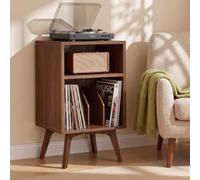 VASAGLE Table d'Appoint, Meuble Tourne-Disque, 160 Vinyles | Table de Salon, 48 x 40 x 80 cm, 3 Niveaux, Pour Chambre, Marron Châtaigne, Collection Maezo LET291M101