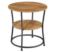 VASAGLE Table d'Appoint Ronde, 2 Niveaux, Cadre en Acier | Bout de Canapé, Table de Chevet, Montage Facile, Style Industriel, Noisette Rustique et Noir, Collection BAMPU LET056B41