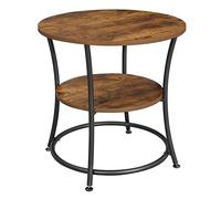 VASAGLE Table d'Appoint Ronde, 2 Niveaux, Cadre en Acier | Bout de Canapé, Table de Chevet, Montage Facile, Style Moderne, Marron Rustique et Noir Mat, Collection BAMPU LET56BX