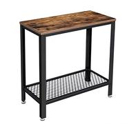 VASAGLE Table d'appoint, Table de Chevet, avec étagère grillagée | Bout de canapé, pour salon, chambre, style industriel, Marron Rustique et Noir, Collection DAXTON LET31BX