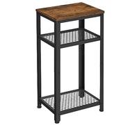 VASAGLE Table d'appoint, Table de Chevet, Bout de canapé, Table pour téléphone, avec 2 étagères en Treillis, pour Bureau, Couloir, Salon, Cadre en Acier, Marron Rustique et Noir LET75BX