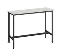 VASAGLE Table de Bar, Table Haute Fine, Table de Cuisine, Table de Salle à Manger, avec Cadre en Métal, 40 x 120 x 90 cm, Montage Facile, Style Industriel, Blanc Rustique et Noir d'encre LBT120B73