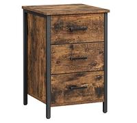 VASAGLE Table de Chevet 3 tiroirs, 40 x 40 x 60 cm | Table d'appoint, Style Industriel, Chambre, Salon, Marron Rustique et Noir, Collection BARNET LET509B01