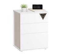 VASAGLE Table de Chevet, Assemblage Ultra-rapide sans Outils Toolless, Table d’Appoint avec 3 Tiroirs, Moderne, Chambre, Salon, Blanc Mat et Beige Cappuccino LET778W01