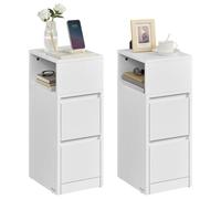 VASAGLE Table de Chevet, avec 2 Tiroirs et Compartiment Ouvert | Table d'Appoint, Design Étroit, Chambre, Salon, Blanc Nuage, Collection KAILYN LET856W01