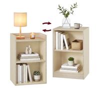 VASAGLE Table de Chevet avec Compartiments Ouverts, Étagère Réglable | Table d'Appoint, Double Usage, Montage Simple, pour Chambre, Salon, Beige travertin, Collection CUSTOS LET866LA01
