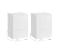 VASAGLE Table de Chevet avec Multiprise, Lot de 2, Table d’Appoint avec 3 Tiroirs, 2 Prises CA, 2 Ports USB, Blanc Nuage