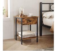 VASAGLE Table de chevet, avec tiroir, étagère, 40 x 40 x 55 cm, Style industriel, Marron Rustique, Table d'appoint, LET55BX