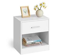 VASAGLE Table de Nuit, avec Tiroir, Poignée, Compartiment Ouvert, Table d’Appoint, pour Chambre, Salon, Blanc Classique LET619T14