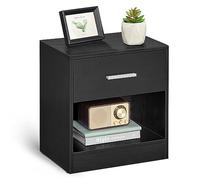 VASAGLE Table de Nuit, avec Tiroir, Poignée, Compartiment Ouvert | Table de Chevet, pour Chambre, Salon, Noir boisé, Collection CUSTOS LET619T56