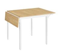 VASAGLE Table de Salle à Manger Pliable, pour 2 à 4 Personnes | Table de Cuisine Extensible, Bureau, Rectangulaire, avec Abattants, Chêne naturel et Blanc mat, Collection BARNET KDT077Y01