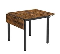 VASAGLE Table de Salle à Manger Pliable, Table de Cuisine Extensible, Bureau, pour 2 à 4 Personnes, Rectangulaire, avec Abattants, pour Petits Espaces, Marron Rustique et Noir d'encre KDT077B01