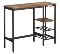 VASAGLE Table Haute de Bar, 110 x 40 x 90 cm, avec Supports pour Verres et Bouteilles, Style Industriel LBT013B01