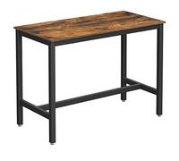 VASAGLE Table Haute de Bar, Cadre en métal, 120 x 60 x 90 cm | Table à manger, stable, style industriel, pour salon, cuisine, Marron Rustique et Noir, Collection BARNET LBT91X