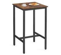 VASAGLE Table Haute, Table de Bar Carrée, Cadre en Acier, 60 x 60 x 106 cm, Montage Facile, pour Cuisine, Salon, Style Industriel, Marron Rustique et Noir LBT035K01
