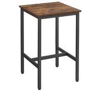 VASAGLE Table Haute, Table de Bar Carrée, Cadre en Acier, 60 x 60 x 92 cm, Montage Facile, Marron Rustique et Noir