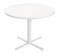 VASAGLE Table Ronde, Table de Cuisine, pour 4 Personnes, Style Campagnard, Surface Résistante à l'eau, 80 cm de Diamètre, 74,8 cm de Hauteur, pour Salon, Blanc Neige KDT082W01