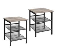 VASAGLE Tables d’appoint, Lot de 2, Tables de Chevet, Style Industriel, avec étagères grillagées réglable, pour Salon, Chambre, Couloir, Bureau, Stable, Grège et Noir LET024B02