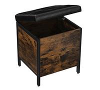 VASAGLE Tabouret, Banc avec Coffre de Rangement, Siège Rembourré | Cadre en Acier, Surface en PU, Style moderne, pour Entrée, Chambre, Marron rustique et Noir, Collection BARNET LSB50BX