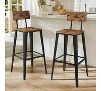 VASAGLE Tabouret Bar Industriel, Lot de 2, Chaise Bar Cuisine, avec Dossier, Cadre en Acier, Montage Facile, Style Industriel, Marron Rustique et Noir d'encre LBC078B01