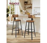VASAGLE Tabouret Bar, Lot de 2, Chaises Bar Cuisine, avec Dossier, Siège 73,5 cm de Haut, Marron Rustique et Noir d'encre