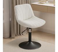 VASAGLE Tabouret Coiffeuse, avec Dossier, Chaise Coiffeuse Hauteur Réglable, Rotation à 360°, pour Chambre, Salle à Manger, Tissu Peluche, Blanc Crème LJB160WD01