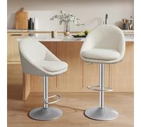 VASAGLE Tabouret de Bar, Lot de 2, Chaise de Cuisine, Réglable en Hauteur, Pivotant à 360°, avec Dossier, Socle, Repose-Pieds, Acier, pour Comptoir, Bar, Salle à Manger, Blanc Crème LJB110W01