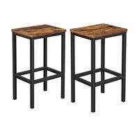VASAGLE Tabouret de Bar, Lot de 2, Chaise, Siège Haut, pour Cuisine, Salle à Manger, Salon, Style Industriel, Marron Rustique et Noir LBC65X